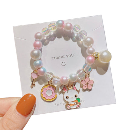Pulsera Infantil De Cuentas Con Diseño De Conejo, Arcoíris Y Unicornio