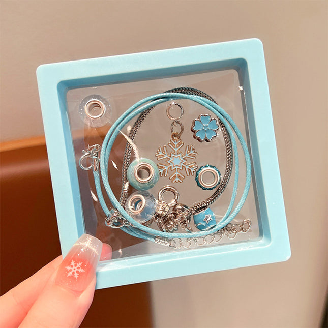 Set De Collar Y Pulsera DIY De Flor Azul, Accesorios Para Niñas