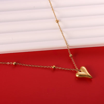 Collar De Colgante Con Corazón Y Letras LOVE Grabadas, Diseño Romántico