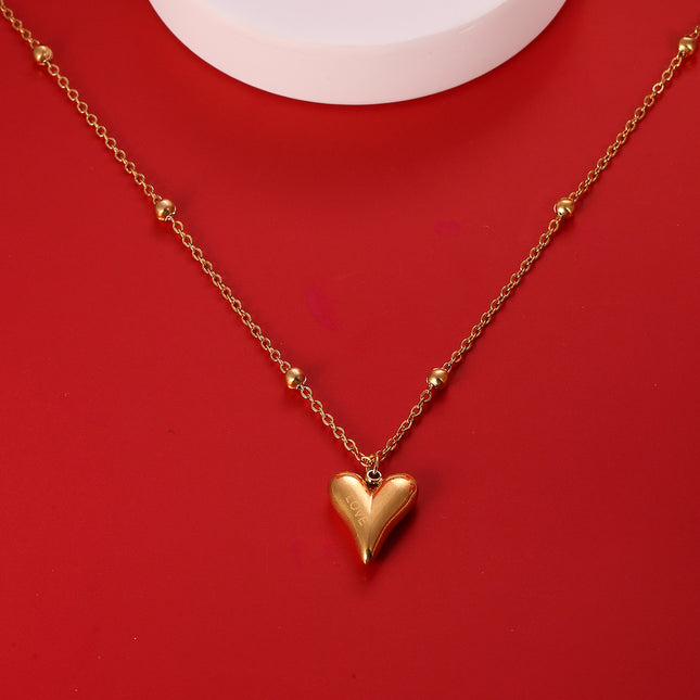 Collar De Colgante Con Corazón Y Letras LOVE Grabadas, Diseño Romántico