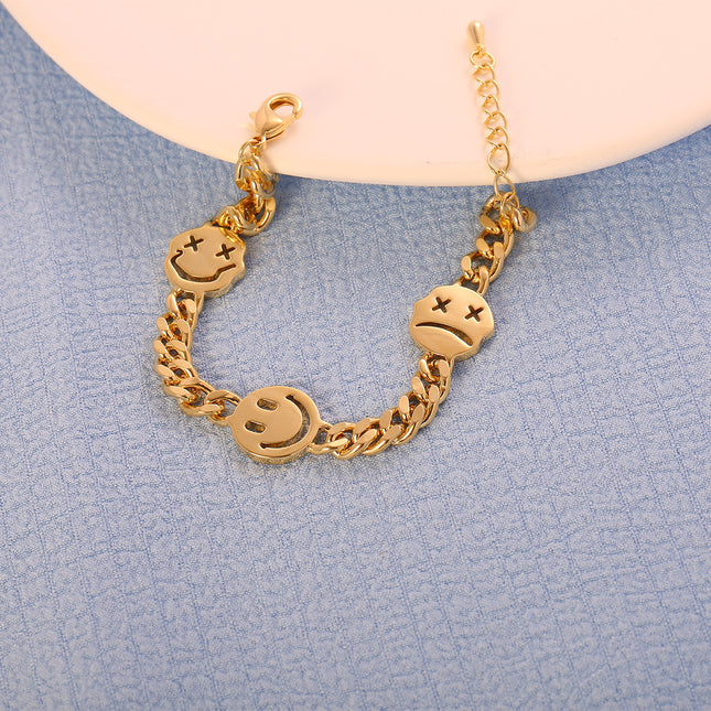 Pulsera De Caras Irregulares En Cobre Dorado Y Plata S925 Estilo Punk