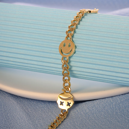 Pulsera De Caras Irregulares En Cobre Dorado Y Plata S925 Estilo Punk