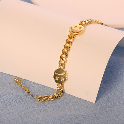 Pulsera De Caras Irregulares En Cobre Dorado Y Plata S925 Estilo Punk