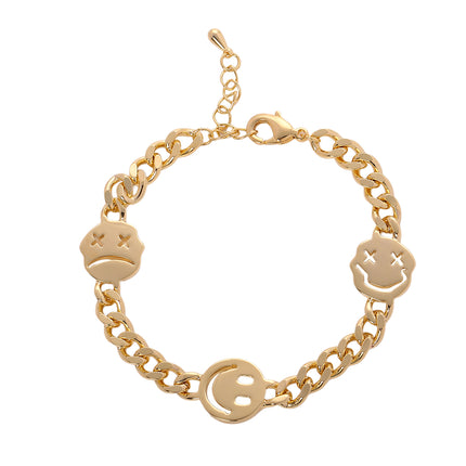 Pulsera De Caras Irregulares En Cobre Dorado Y Plata S925 Estilo Punk
