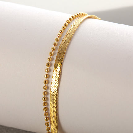 Pulsera Doble Capa Con Gran Esfera Dorada Cobre Y Plata S925