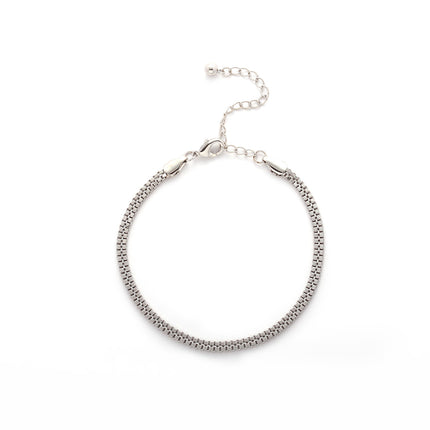 Pulsera De Cobre Y Plata S925 Estilo Minimalista En Cadena Plateada