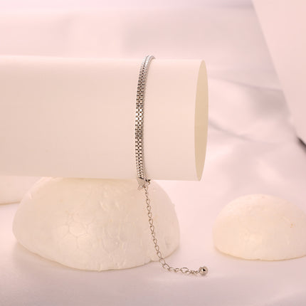 Pulsera De Cobre Y Plata S925 Estilo Minimalista En Cadena Plateada