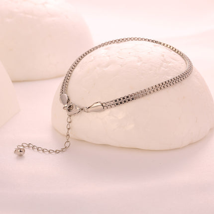 Pulsera De Cobre Y Plata S925 Estilo Minimalista En Cadena Plateada