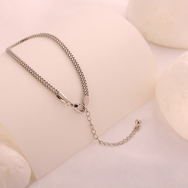Pulsera De Cobre Y Plata S925 Estilo Minimalista En Cadena Plateada