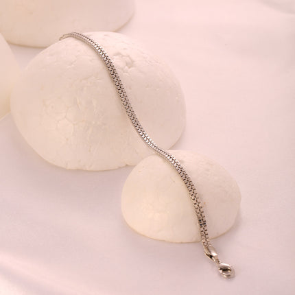 Pulsera De Cobre Y Plata S925 Estilo Minimalista En Cadena Plateada