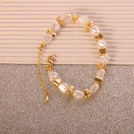 Pulsera De Diseño Irregular Bicolor En Cobre Y Plata S925, Estilo Único
