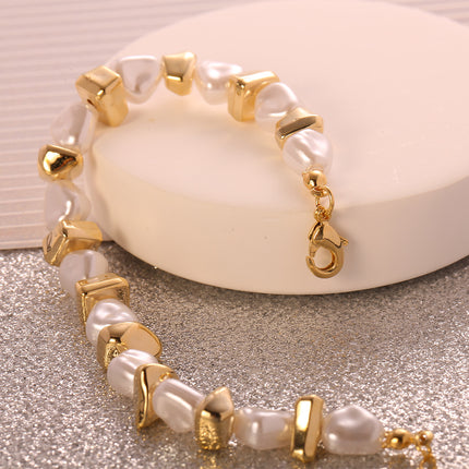 Pulsera De Diseño Irregular Bicolor En Cobre Y Plata S925, Estilo Único