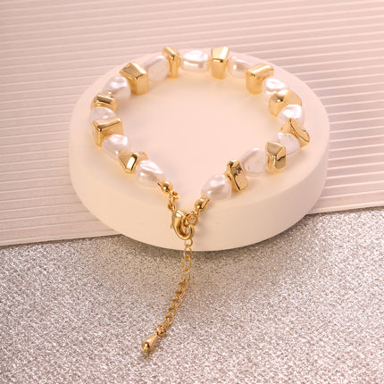 Pulsera De Diseño Irregular Bicolor En Cobre Y Plata S925, Estilo Único