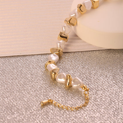 Pulsera De Diseño Irregular Bicolor En Cobre Y Plata S925, Estilo Único
