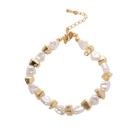 Pulsera De Diseño Irregular Bicolor En Cobre Y Plata S925, Estilo Único
