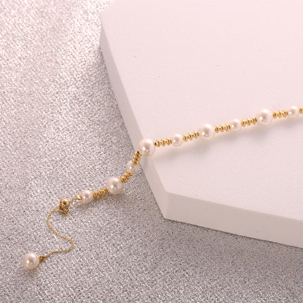 Pulsera De Cobre Y Plata S925 Sencillo Con Perlas De Diferentes Tamaños