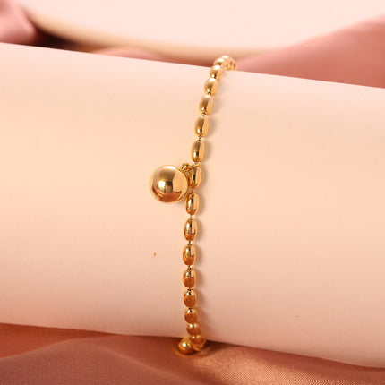 Pulsera De Cobre Y Plata S925 Dorada Con Bolas De Suerte, Estilo Moderno