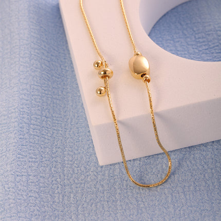 Pulsera Dorada En Cobre Y Plata S925 De Bolitas Minimalistas
