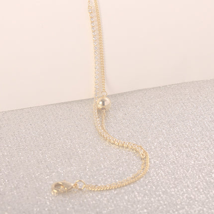 Pulsera De Doble Capa Con Bolitas Y Zirconias, Cobre Y Plata S925