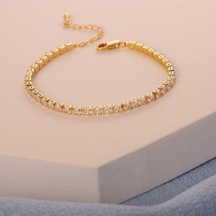 Pulsera De Cadena Con Estilo Punk Y Zirconias, Diseño Moderno