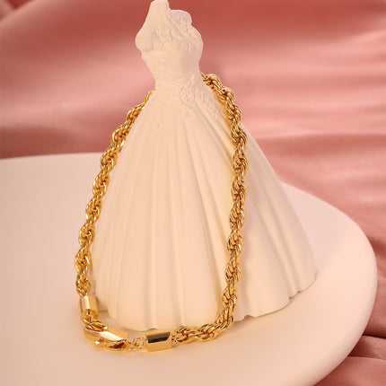 Pulsera De Cadena Trenzada Cobre Y Plata S925 Estilo Moda Para Mujer Y Hombre
