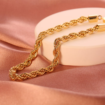 Pulsera De Cadena Trenzada Cobre Y Plata S925 Estilo Moda Para Mujer Y Hombre