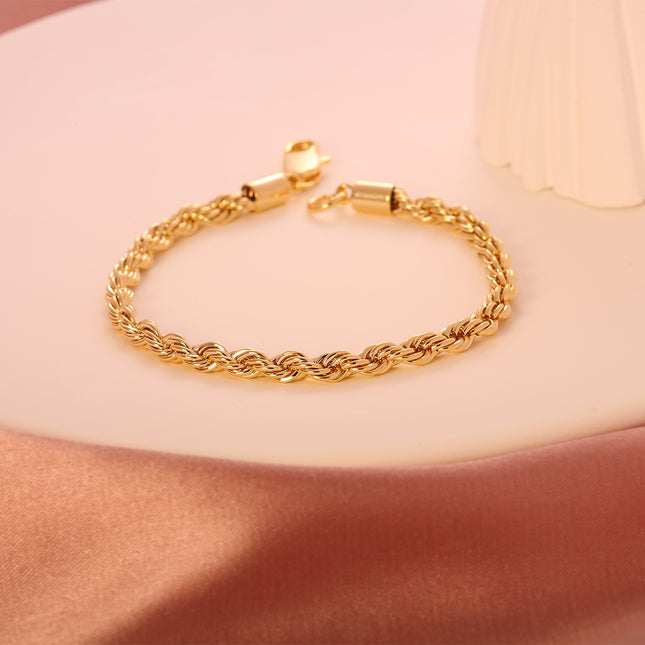 Pulsera De Cadena Trenzada Cobre Y Plata S925 Estilo Moda Para Mujer Y Hombre