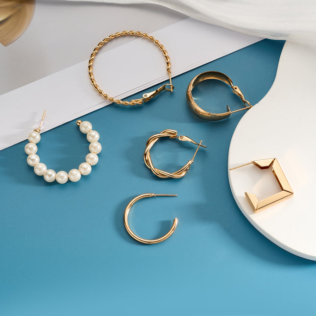 Aretes Geométricos En Forma De Círculo En Aleación Pendientes Set