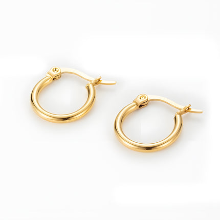 Aretes Chapado En Oro Con Aros Y Flor De Cuatro Hojas Diseño Elegante