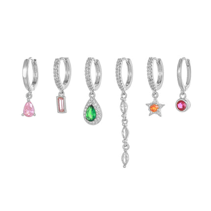 Aretes De Cobre De Gota De Agua Con Zirconia Multicolor Pendients Simple