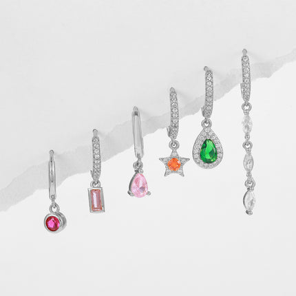 Aretes De Cobre De Gota De Agua Con Zirconia Multicolor Pendients Simple