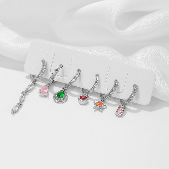 Aretes De Cobre De Gota De Agua Con Zirconia Multicolor Pendients Simple