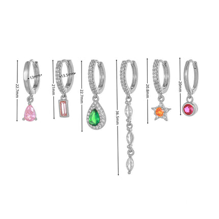 Aretes De Cobre De Gota De Agua Con Zirconia Multicolor Pendients Simple