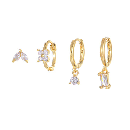 Aretes De Oreja De Cobre Con Zirconia Estilos Casual Para Mujer