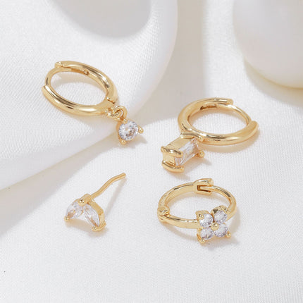 Aretes De Oreja De Cobre Con Zirconia Estilos Casual Para Mujer