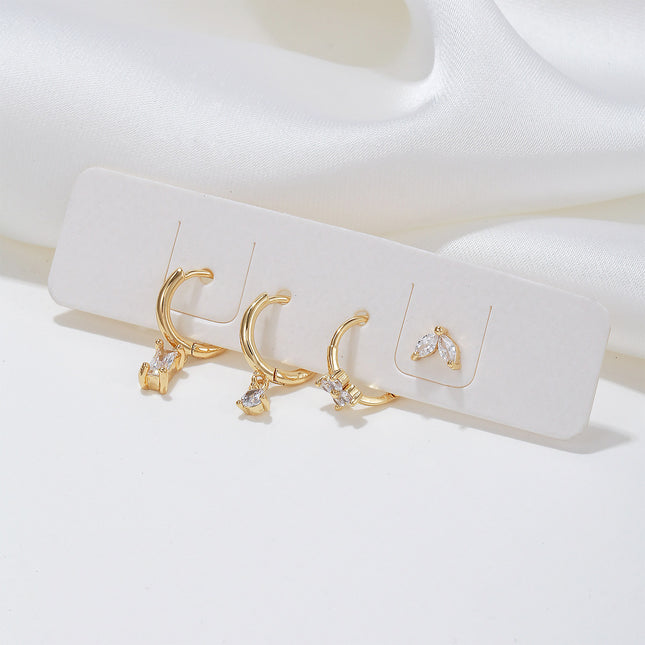 Aretes De Oreja De Cobre Con Zirconia Estilos Casual Para Mujer