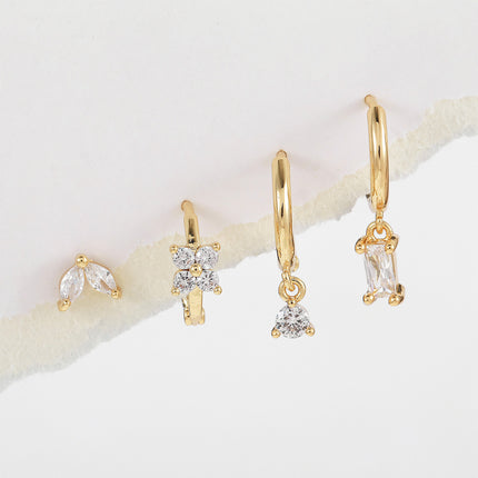 Aretes De Oreja De Cobre Con Zirconia Estilos Casual Para Mujer