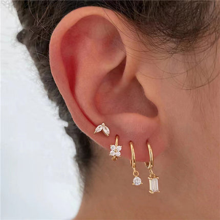 Aretes De Oreja De Cobre Con Zirconia Estilos Casual Para Mujer