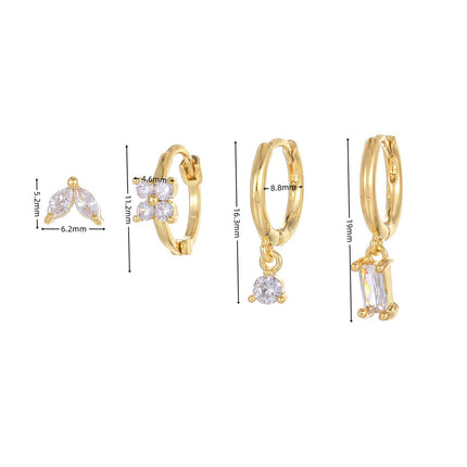Aretes De Oreja De Cobre Con Zirconia Estilos Casual Para Mujer