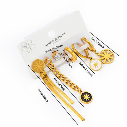 Set De Aretes De Cadena De Titanio Pendientes Estilo Moderno Y Elegante