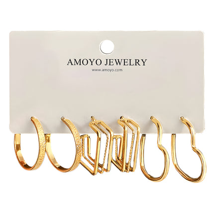 Set De Aretes De Moderno Básicos En Forma De Corazón Y Aro Pendientes