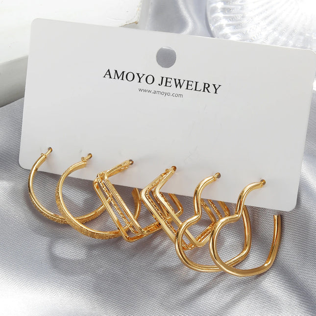 Set De Aretes De Moderno Básicos En Forma De Corazón Y Aro Pendientes