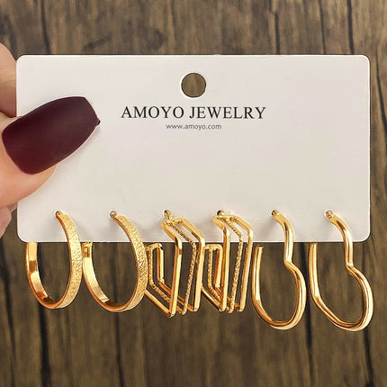 Set De Aretes De Moderno Básicos En Forma De Corazón Y Aro Pendientes