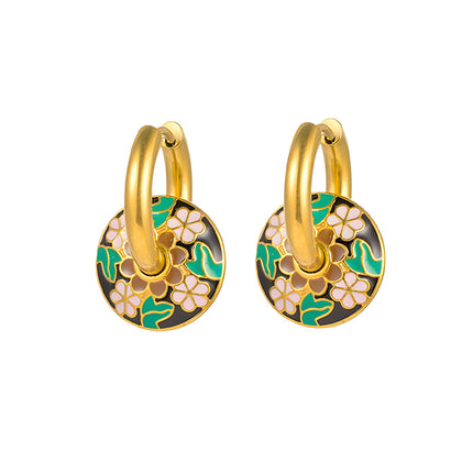 Aretes Y Collar Set De Vintage De Acero De Titanio Diseño Elegante