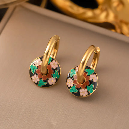 Aretes Y Collar Set De Vintage De Acero De Titanio Diseño Elegante