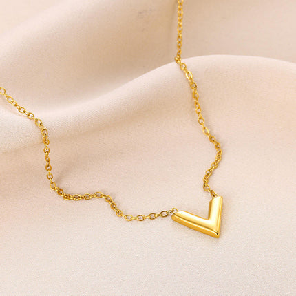 Aretes Y Collar De Acero Titanio En Forma De V Diseño Minimalista