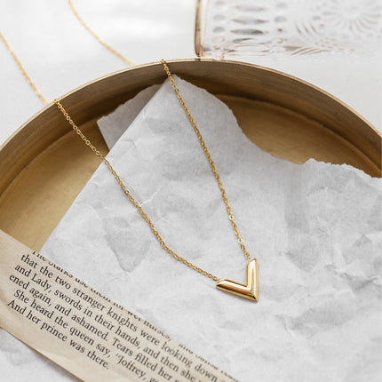 Aretes Y Collar De Acero Titanio En Forma De V Diseño Minimalista