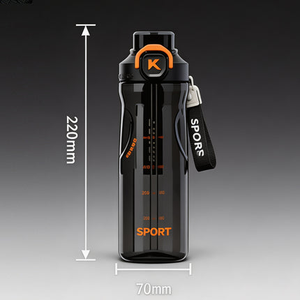 Botella Deportiva 600ml con Popote, Hermética para Gimnasio y Camping