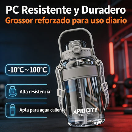 Botella Deportiva 1500Ml con Sorbete y Correa para Gimnasio y Aire Libre