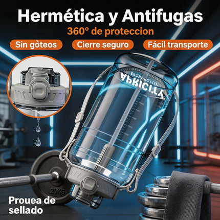Botella Deportiva 1500Ml con Sorbete y Correa para Gimnasio y Aire Libre